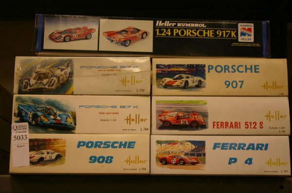 Group of 7 Model Kits. Heller, Porsche 917 K