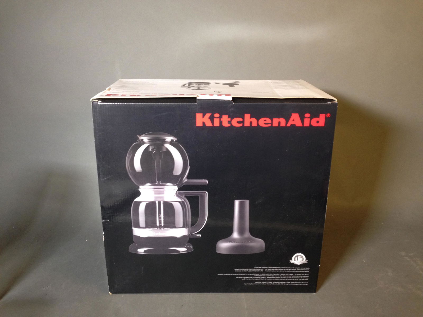 New KitchenAid Siphon Coffee Maker: New KitchenAid Siphon Coffee Maker, Medallion Silver ++15" x 16" x 10"_x000D_ Condition: New unopened condition.