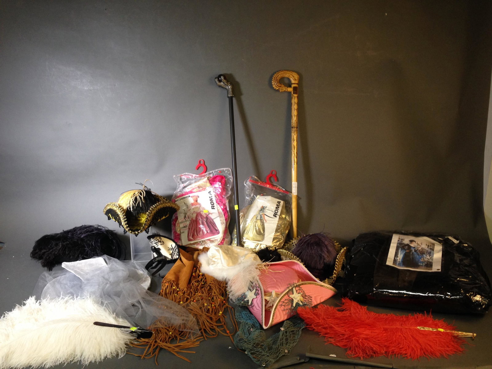 Costumes and Accessories, Inc. Hats: Costumes and Accessories, Inc. Hats ++ Thre packaged costumes, inc. Marie Antoinette and witch costume ++ Seven hats, inc. four tri corn hats