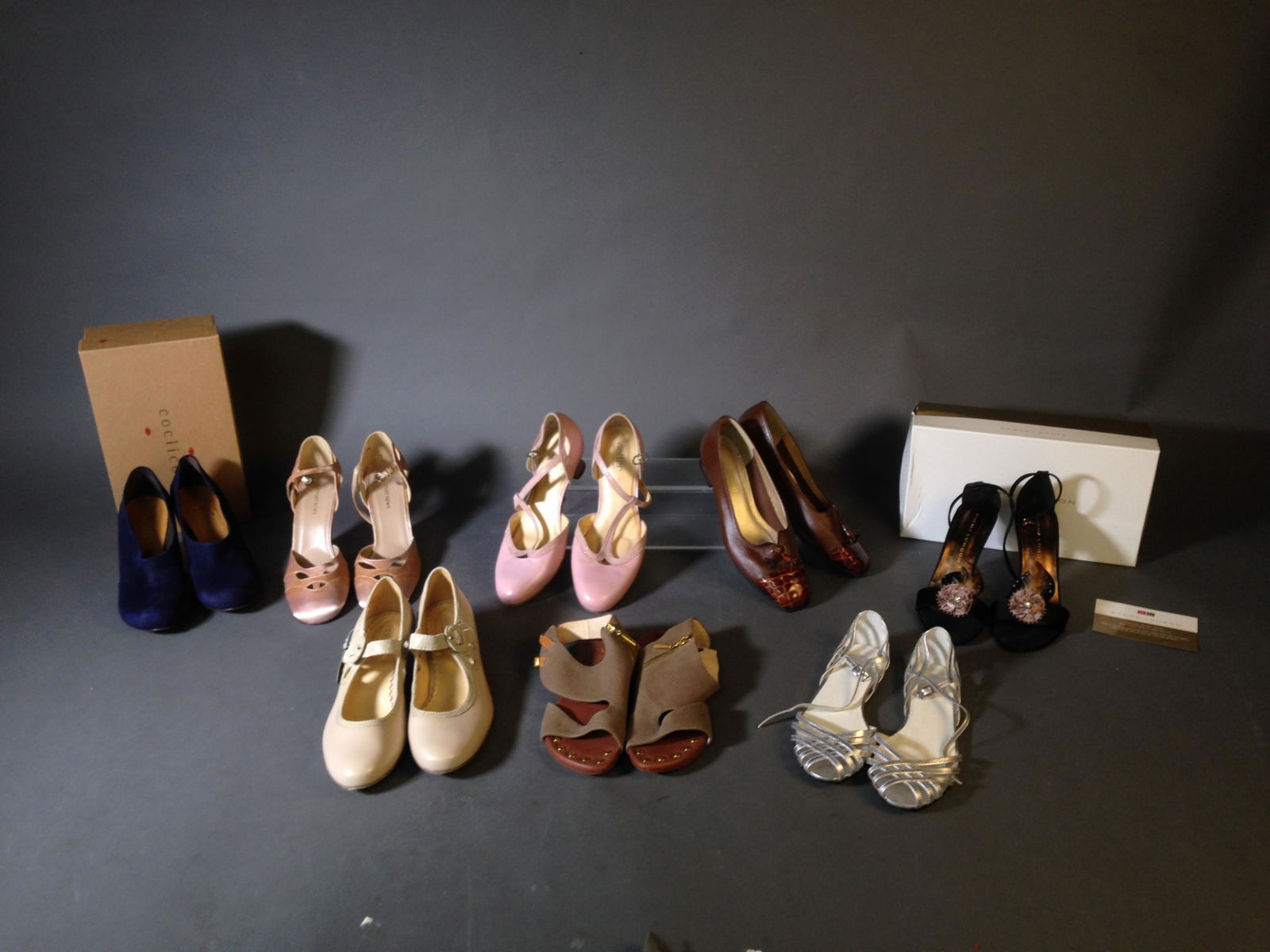 Eight Pairs of Women's Heels and Shoes: Eight Pairs of Women's Heels and Shoes ++ Primarily size 9 ++ Inc. Coclico in box, Newport News, Hotter, * Sacha London_x000D_ Condition: All lightly used.