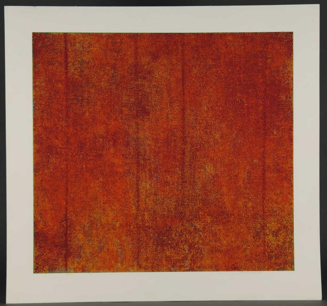 Bhavsar. Lithograph. Untitled. Chiron Press. 1970.: Bhavsar, Natvar (Indian-American, b. 1934). "Untitled." 1970. Lithograph in colors. Printed by Chiron Press. New York. Blindstamp l.l. Signed in pencil l.r., editioned and dated l.l. Image: 24 1/2" x