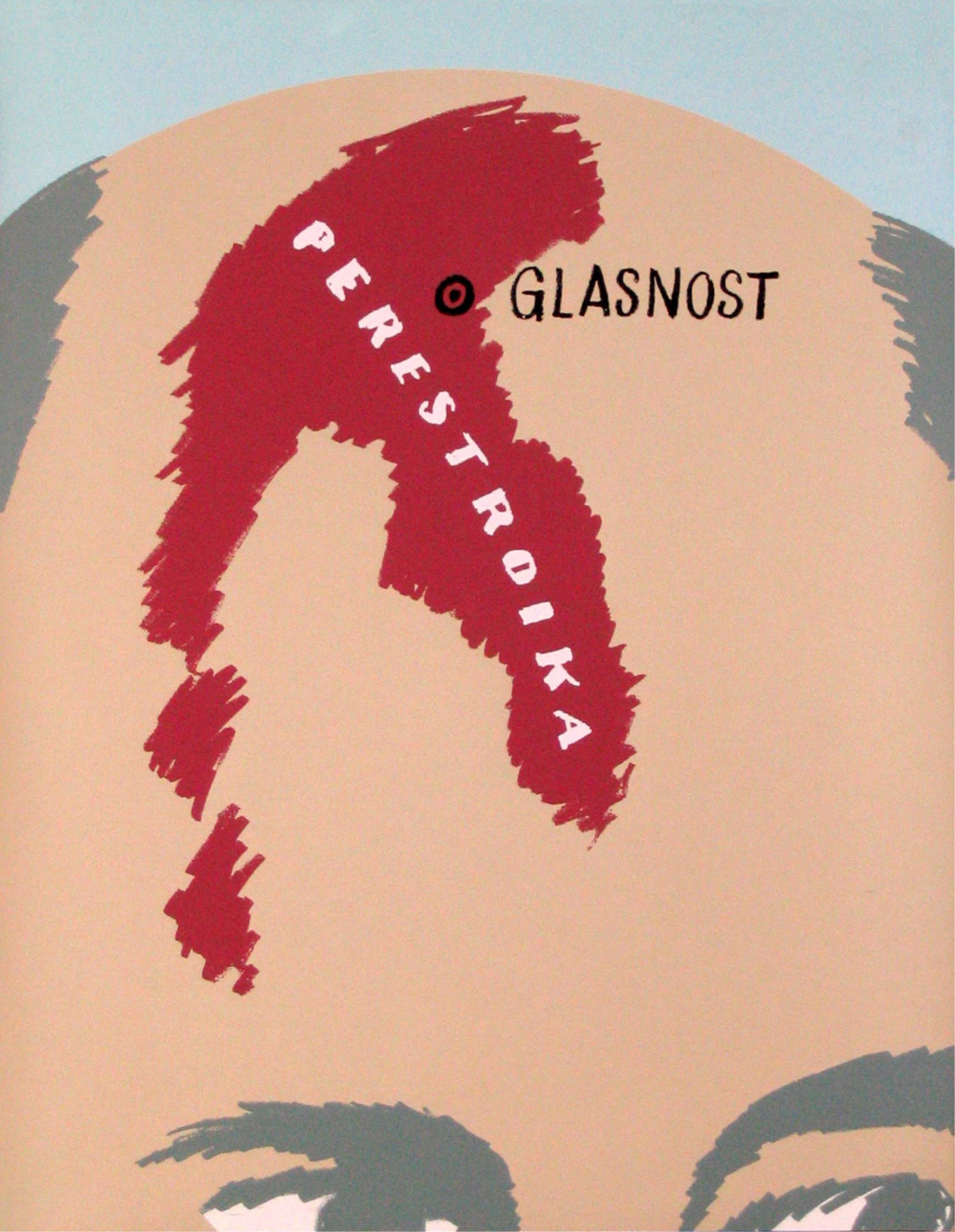 Chermayeff. Perestroika/Glasnost AKA Gorby's Head.: Chermayeff, Ivan (American, 1932-2017). "Perestroika/Glasnost AKA Gorby's Head." 1991. Serigraph. Signed by artist vertical l.l. Published by Serigrafia/Ambassador Arts. Sheet: 28" x 22"._x000D_ Prove