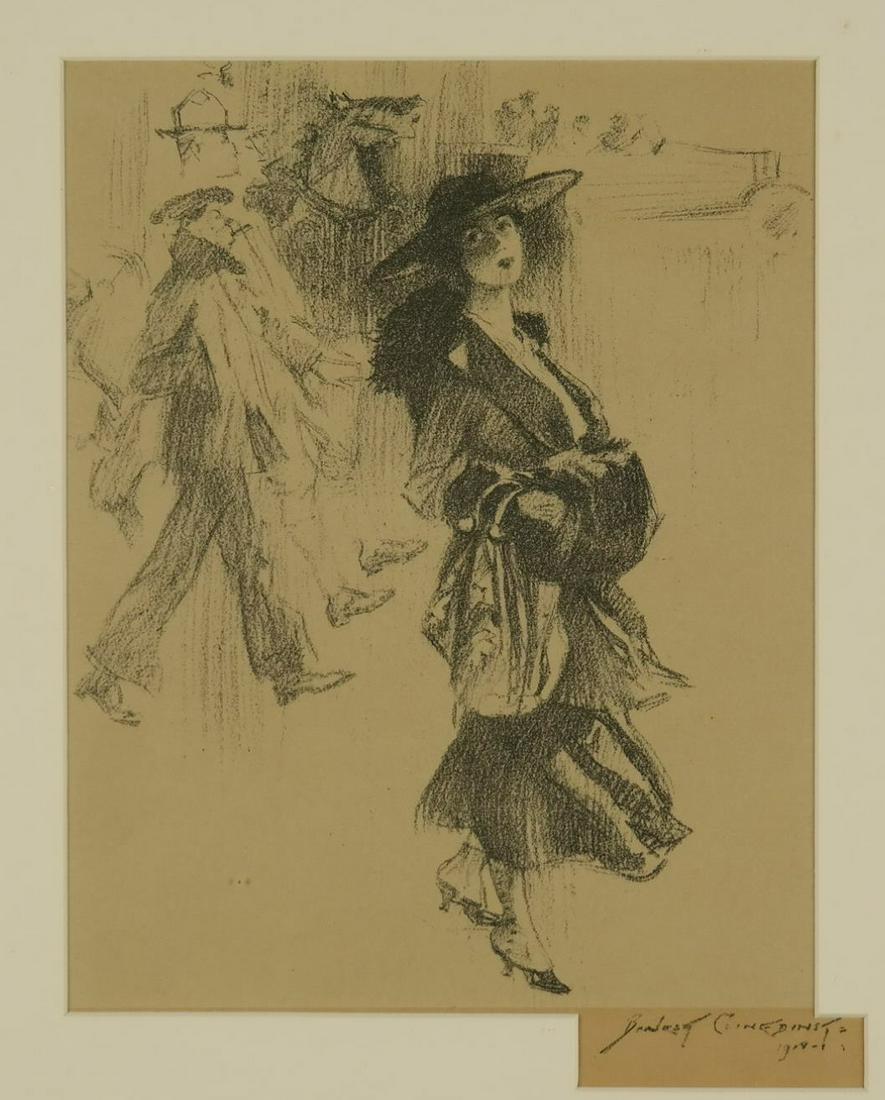 Potthast & Clinedinst. 2 Lithographs. 1918.: Clinedinst, Benjamin West (American, 1860-1931). Potthast, Edward Henry (American, 1857-1927). 2 lithographs, both untitled. 1918. Lithographs issued by the American Artists' Emergency War Fund to rai