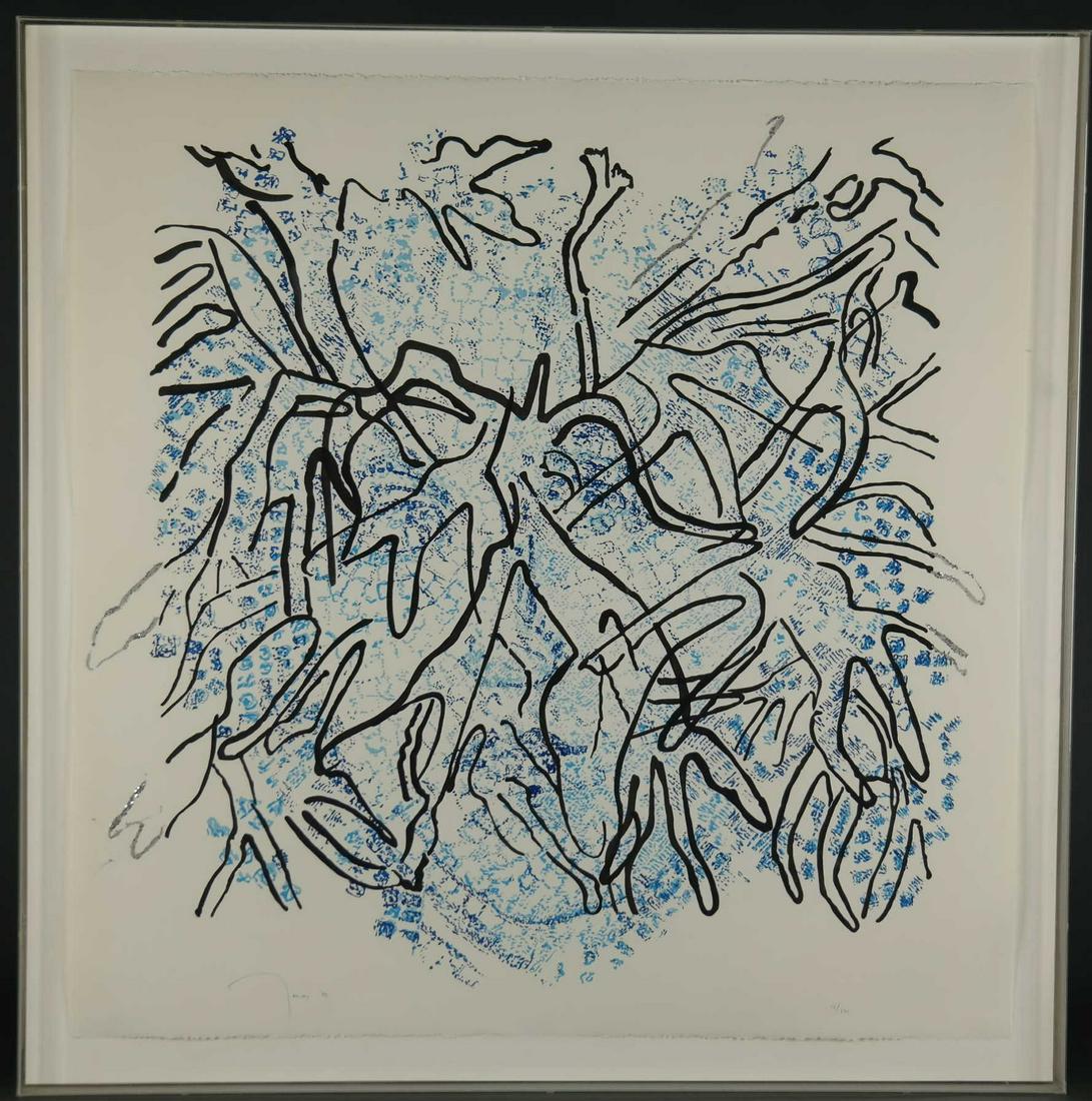 Nancy Graves. Glitter Serigraph. Medusa. 1989.: Graves, Nancy (American, 1939-1995). "Medusa". 1989. Serigraph in eight colors with hand-applied glitter. Edition 13 of 170. Signed and dated l.l., editioned l.r. Sheet: 30 1/4" x 29 3/4". Framed: 33