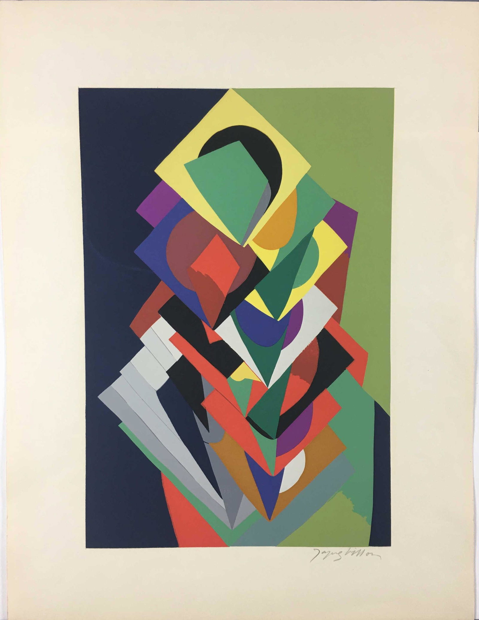 Villon. Serigraph. Petite Peinture Cubiste. 1953.: Villon, Jacques (French, 1875-1963). "Petite Peinture Cubiste." 1953. Serigraph on wove paper.. Edition of 300. Signed in pencil l.r. Printed at the Studio of Arcay, Paris. Sheet: 25" x 19 1/4"._x000D