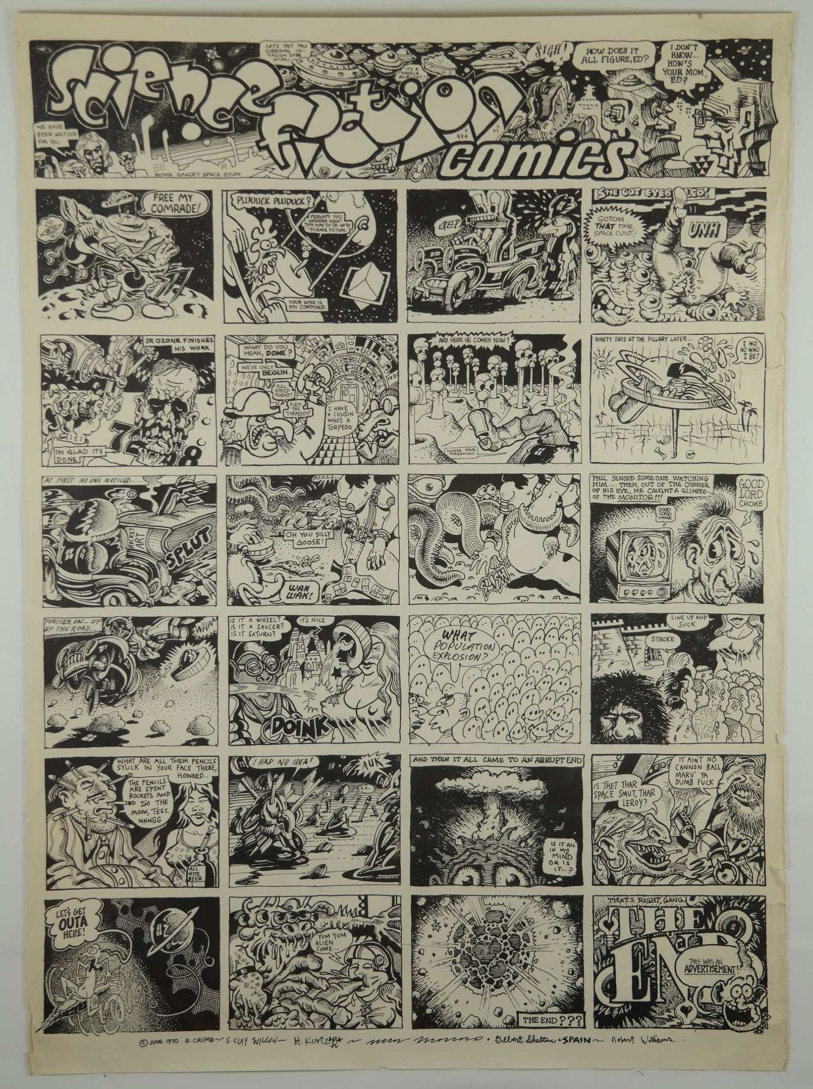 Robert Crumb et al. Science Fiction Comics. 1970.: Crumb, Robert (American, b. 1943); Harvey Kurtzman (American, 1924-1993); Gilbert Shelton (American, b. 1940); Robert Williams (American, b. 1943); Victor Moscoso (Spanish-American, b. 1936); Spain Ro