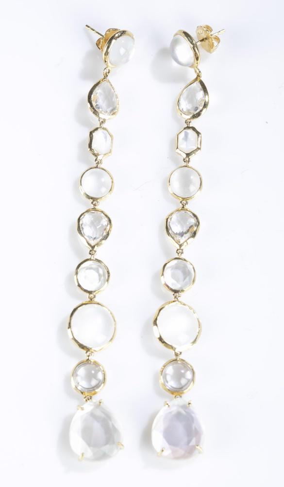 Ippolita, 18k "Rock Candy Gelato" earrings.: A pair of Ippolita 18k gold "Rock Candy Gelato 9-Tier drop" in Campagna earrings. Marked on back. 4". Approx. 17.3 g.