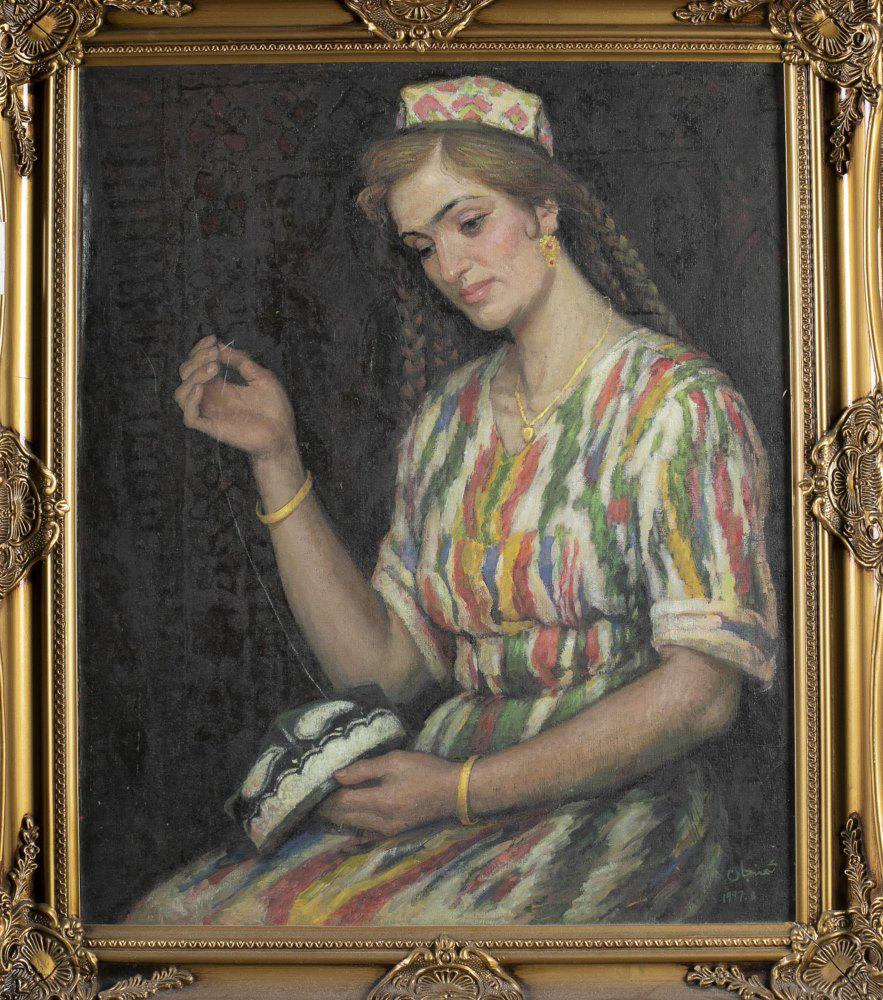 American School, Portrait of a woman sewing, 1997. (1 of 4)