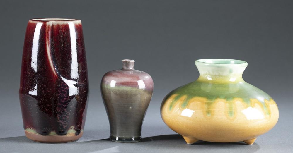 3 Chinese drip glaze ceramic vases. (1 of 6)