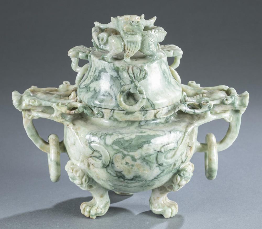 Large Chinese hardstone dragon censer. (1 of 6)