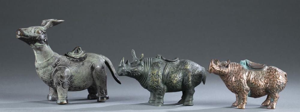 3 Chinese Archaic style animal form censers. (1 of 12)