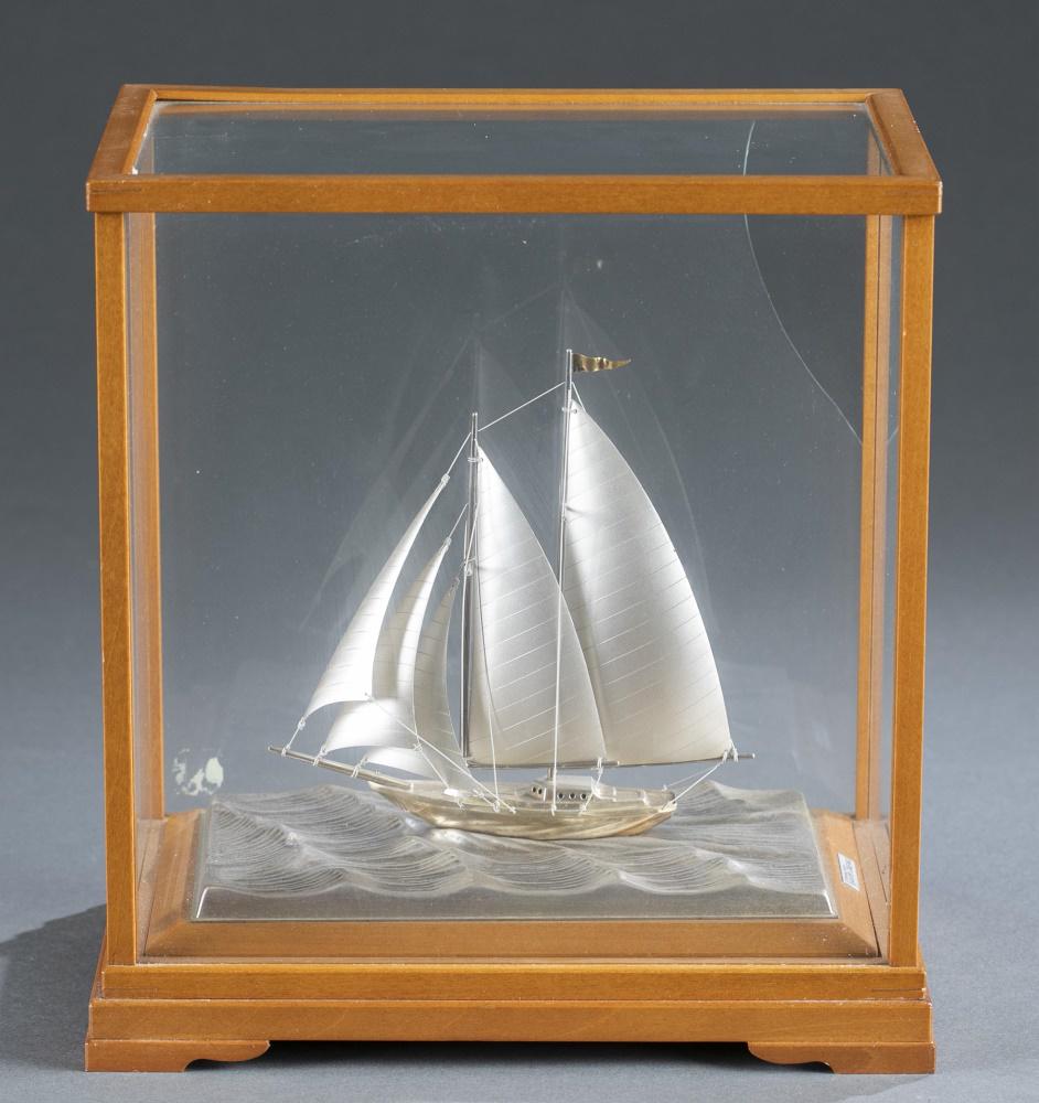 工芸品 SILVER YACHT 985 TAKEHIKO Sold at Auction: Sterling Silver 985 Treasure Ship by Seki