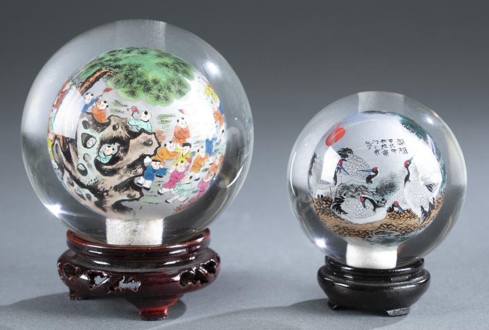 2 Chinese inside painted glass orbs. (1 of 8)