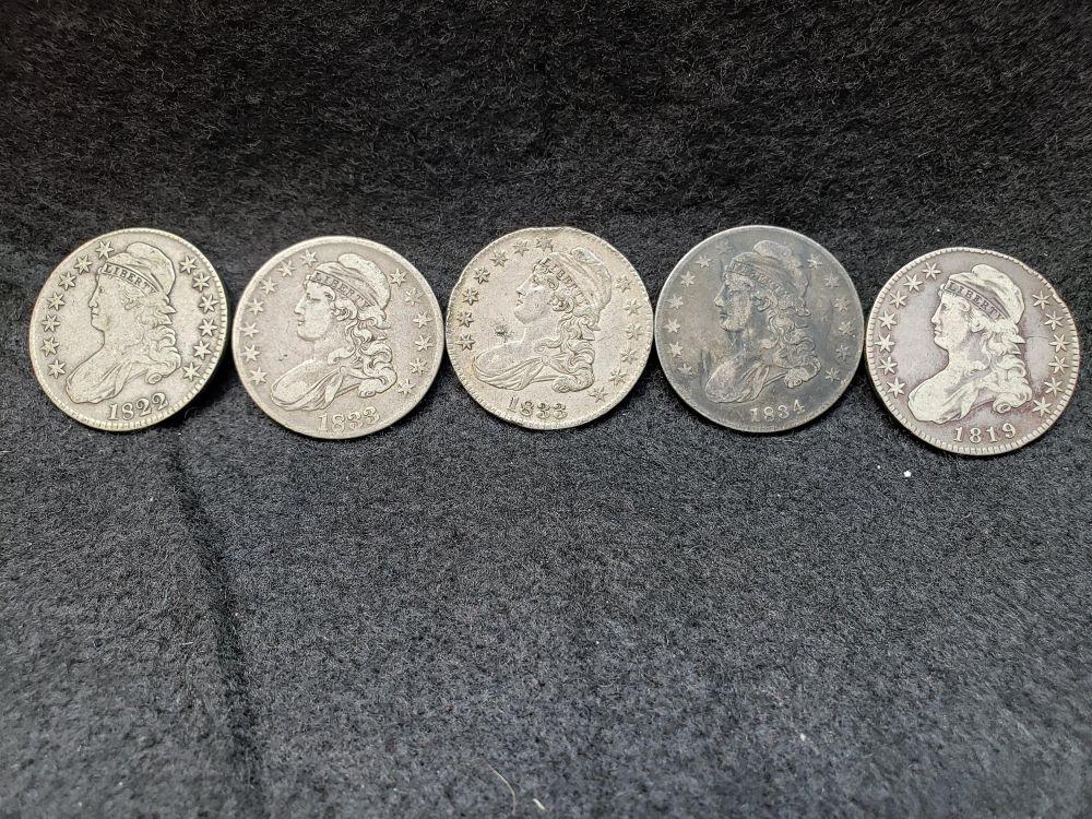 5 Capped Bust Half Dollars (1 of 2)