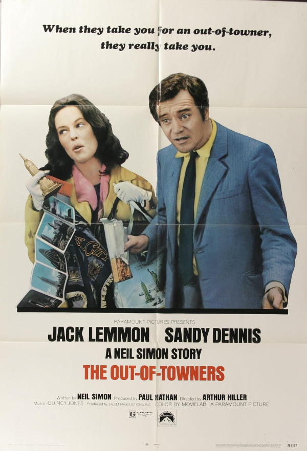 Jack Lemmon, 5 Posters. (1) China Syndrome, 1979,: Jack Lemmon, 5 Posters. (1) China Syndrome, 1979, with Jane Fonda, folded & clean. (2) Save The Tiger, 1973, folded & clean. (3) The Out Of Towners, 1970, Neil Simon script, folded & clean. (4) The Wa