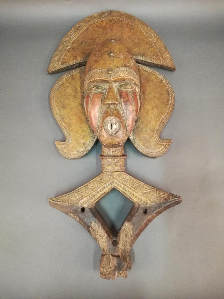 Kota Style Reliquary. 20th c.: A Kota style reliquary. 20th century. Central Africa. 24" x 12" x 4".