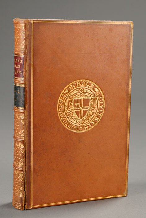 Edward Gibbon, ...ROMAN EMPIRE, 8 vols, 1881.: Gibbon, Edward. The History Of The Decline And Fall Of The Roman Empire. 8 Vols. Notes by Dean Milman and M. Guizot. Lon: John Murray, 1881. 8vo. Full polished tan calf, gilt-arabesque spines with two