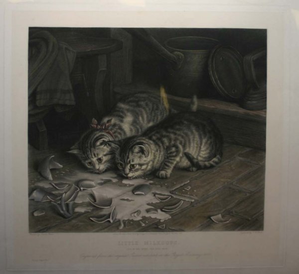 J. B. Pratt: 2 lithos of cats after Frank Paton.