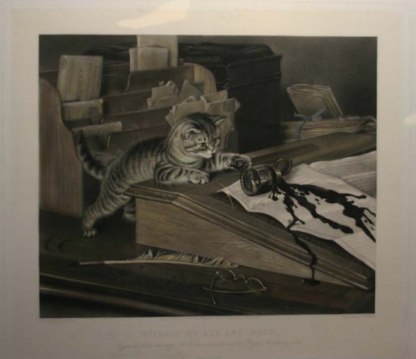 J. B. Pratt: 2 lithos of cats after Frank Paton. - 2