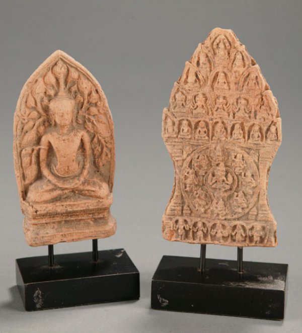 Two Thai carved sandstone sculptures Buddhas