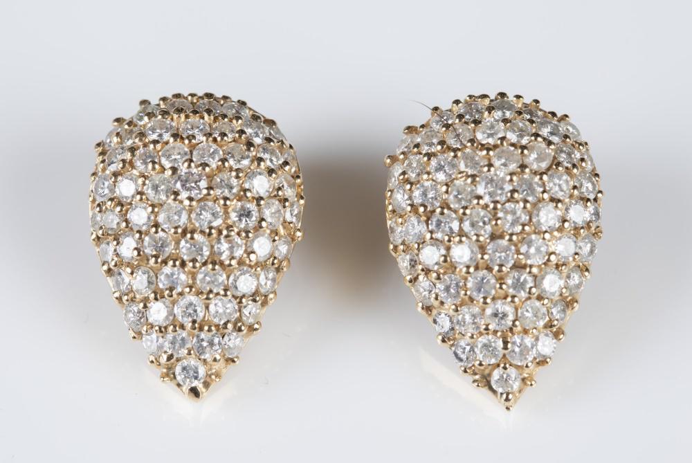 4.40 ctw Diamond and 14k gold pave clip earrings (1 of 3)