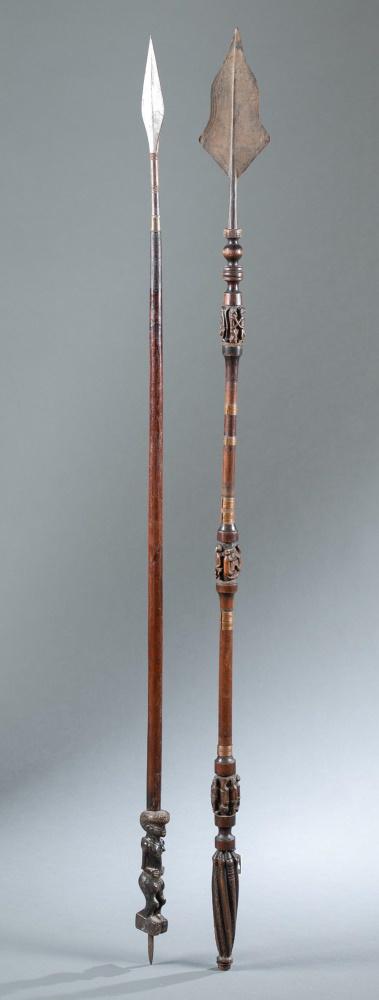 2 Chokwe Complex Spears, D.R. Congo, 20th c. (1 of 5)
