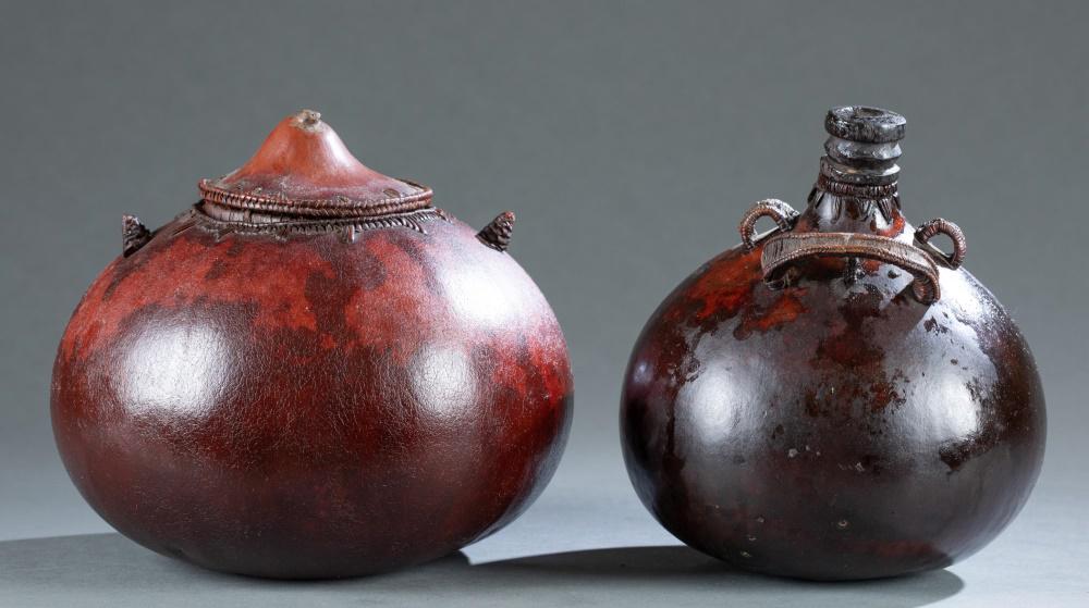 2 Lidded Gourd Containers, 20th c. (1 of 9)