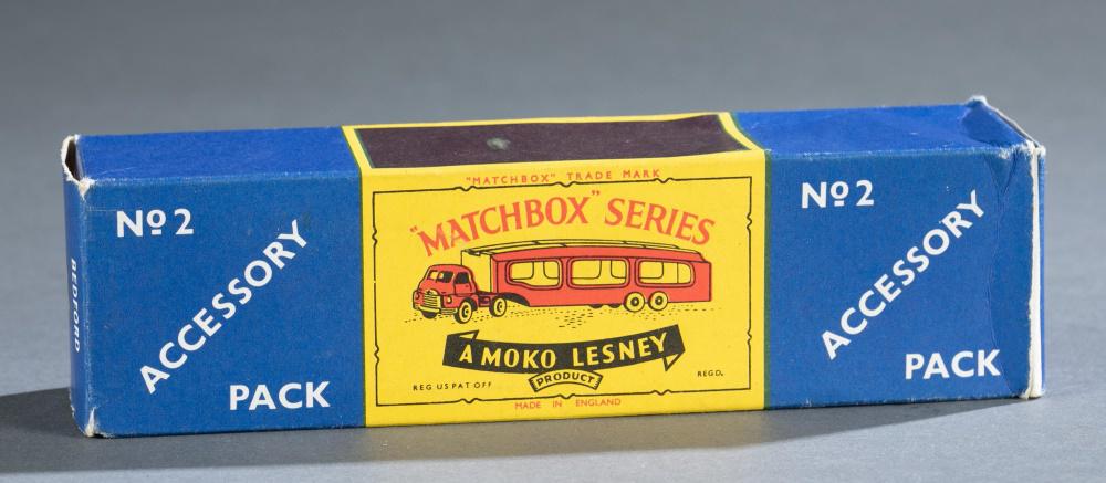1957 Matchbox by Lesney 2a1 Transporter MIB: 1957 Matchbox by Lesney 2a1 Transporter light blue mint in box. 1 7/8" x 6 7/8" x 1 1/2". Condition: Slight wear to box consistent with age. Car appears near mint.