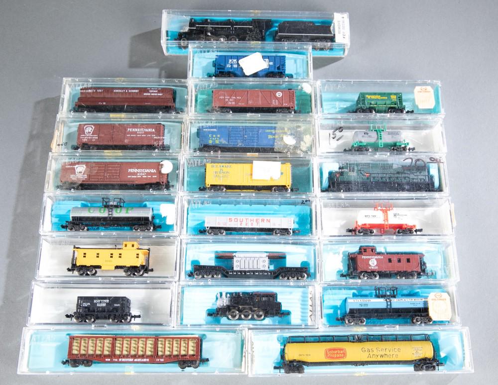 22 Atlas N Gauge locomotives & train cars. (1 of 8)