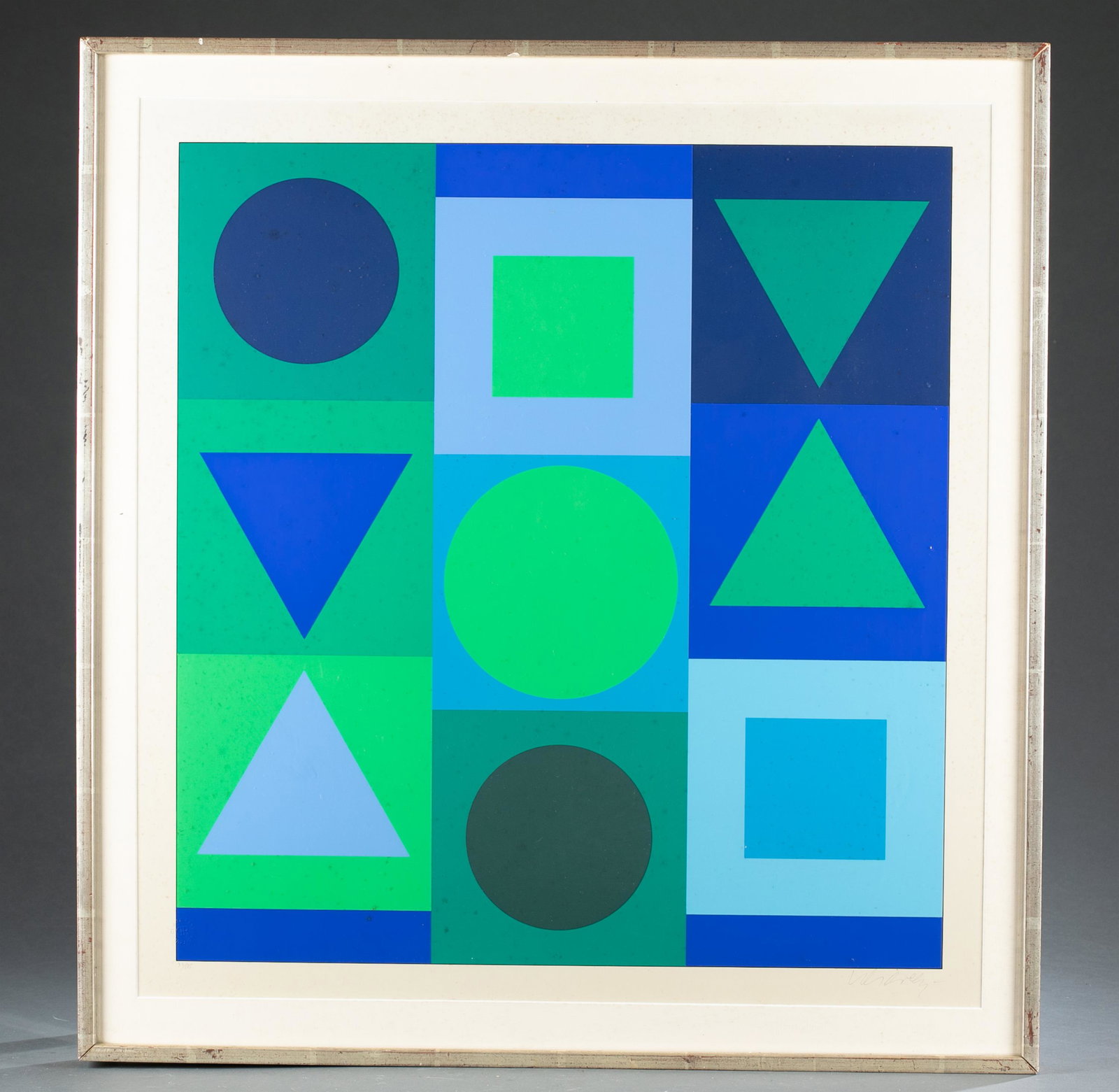 Victor Vasarely, "Affiche Avant la Lettre," 1967.: Vasarely, Victor (French/Hungarian, 1906-1997). "Affiche Avant la Lettre". 1967. Edition 33 of 175. Serigraph. Signed in pencil l.r. Edition l.l. 25 3/4" x 24 1/4". Frame: 29 1/2" x 27 5/8". Condition