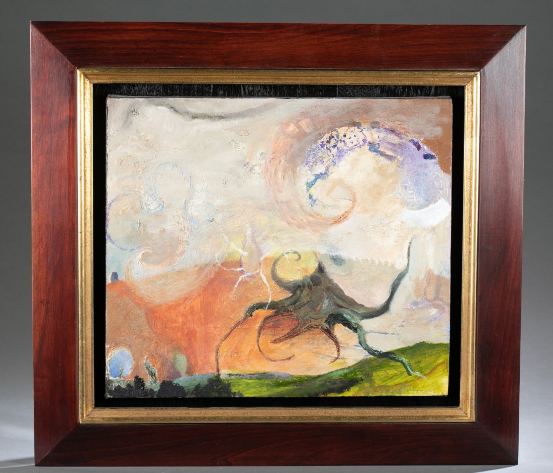 Josh Dorman. O/c. Sea Apparitions. 2001.: Dorman, Josh (American, b.1966). "Sea Apparitions". 2001. Oil on Canvas. Image: 14" x 16". Framed: 22.5" x 20.5". Net proceeds from this sale with be divided equally between the National Brain Tumor S