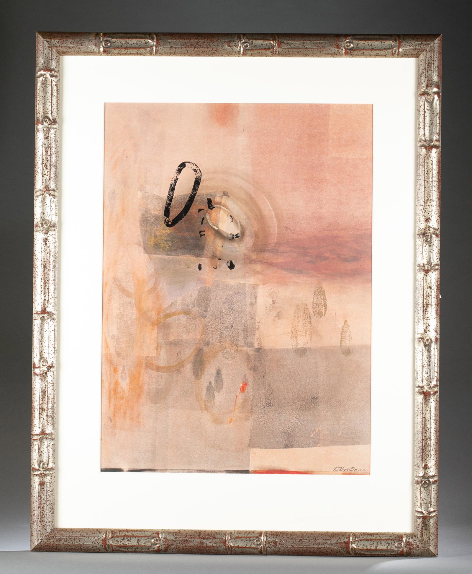 Dean Nimmer. Adrift. 2000.: Nimmer, Dean (American, b. 1935). "Adrift". 2000. Multi-media on paper. Signed, dated in pencil l.r. Image: 21.25" x 29". Framed: 32.5" x 41". Net proceeds from this sale with be divided equally betwe
