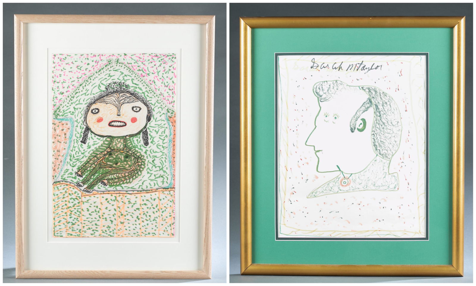 Sarah M. Taylor, 2 ink on paper works. (1 of 8)