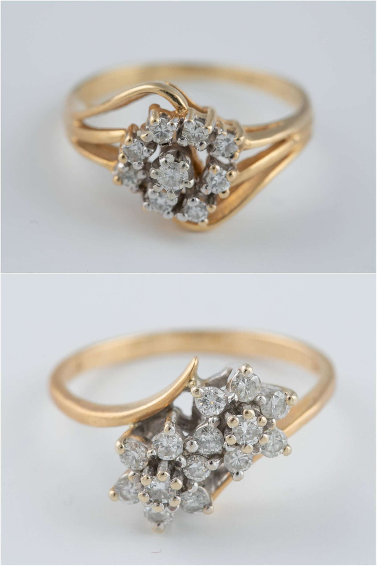 2 14k diamond cluster rings. (1 of 9)