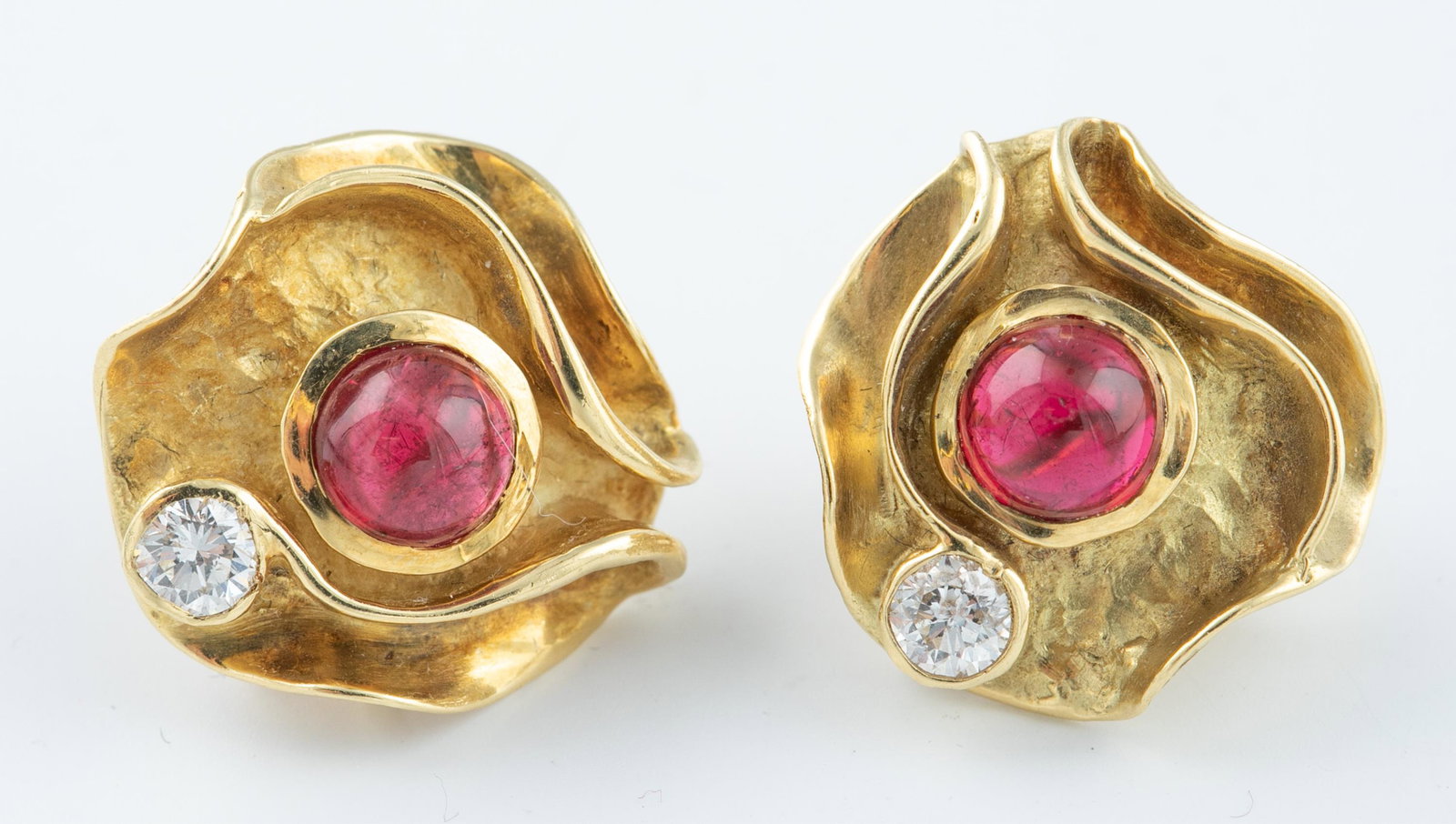 18k Pink tourmaline and diamond earrings (1 of 2)