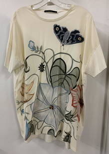 Gucci Kris Knight printed top.: A Gucci silk and cotton blend Kris Knight printed top. No size. Condition: spots on back.