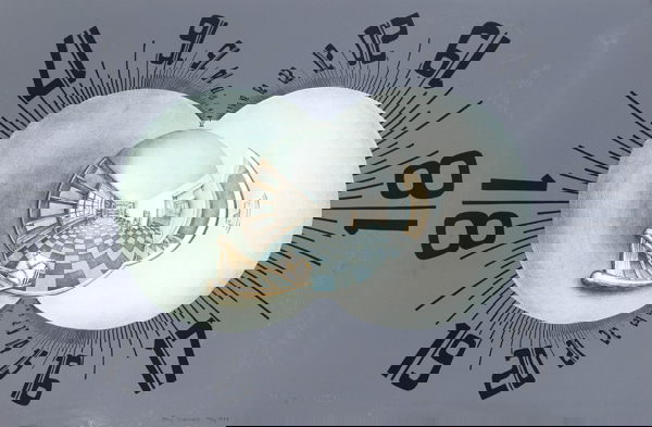 Casas, Fernando (Bolivian b.1946). Measure Of All: Casas, Fernando (Bolivian b.1946). Measure Of All Things. 1979. Color lithograph printed to edges. 24 x 36 in. 73/99 pencil signed, dated, and numbered. Fine condition.