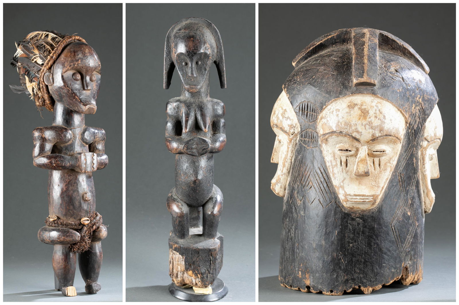 3 Fang Style Figural Objects, Gabon. (1 of 20)