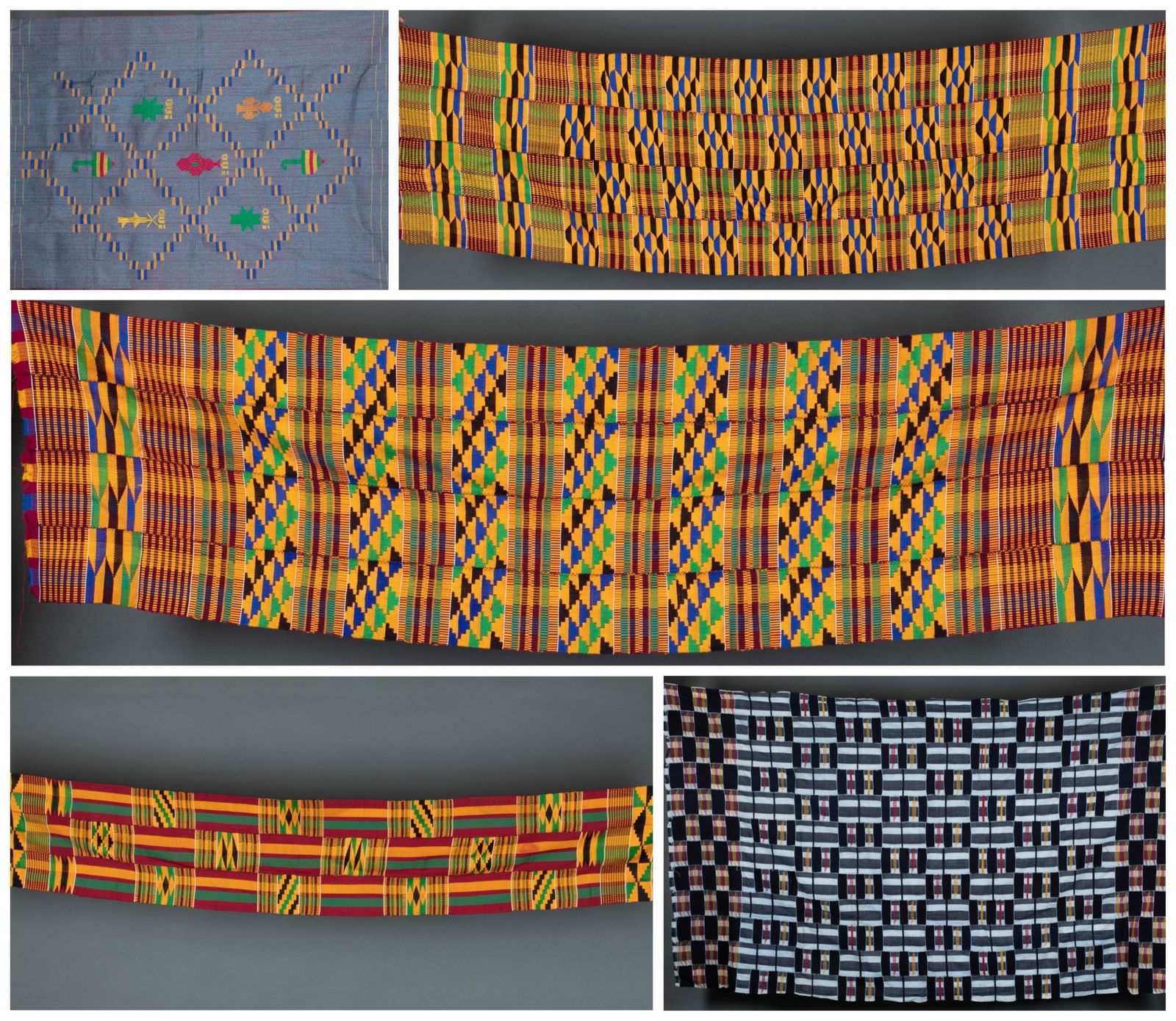4 Kente Style Cloths and 1 Ewe Style Cloth, Ghana. (1 of 20)