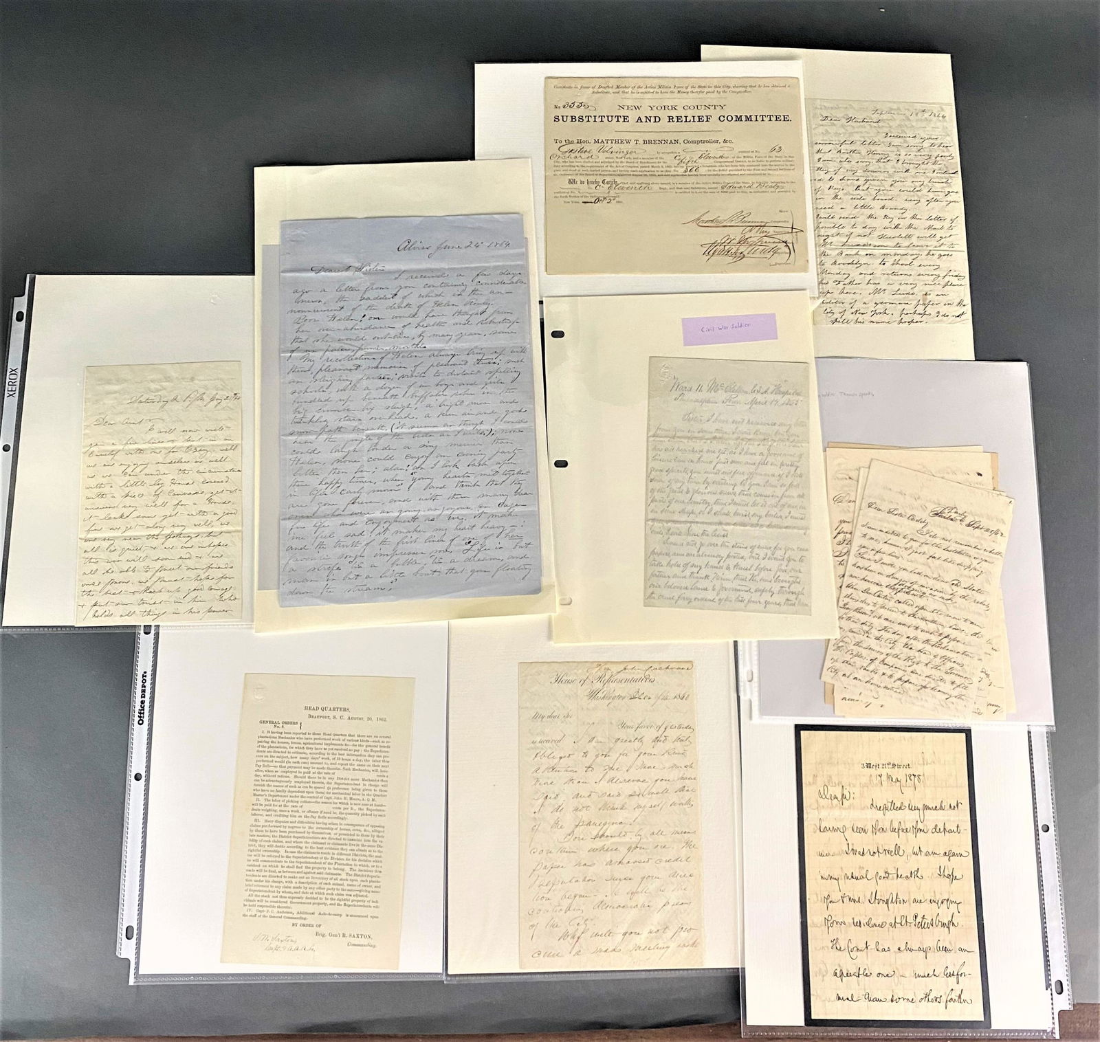 9 Signed items. Civil War. (1 of 3)