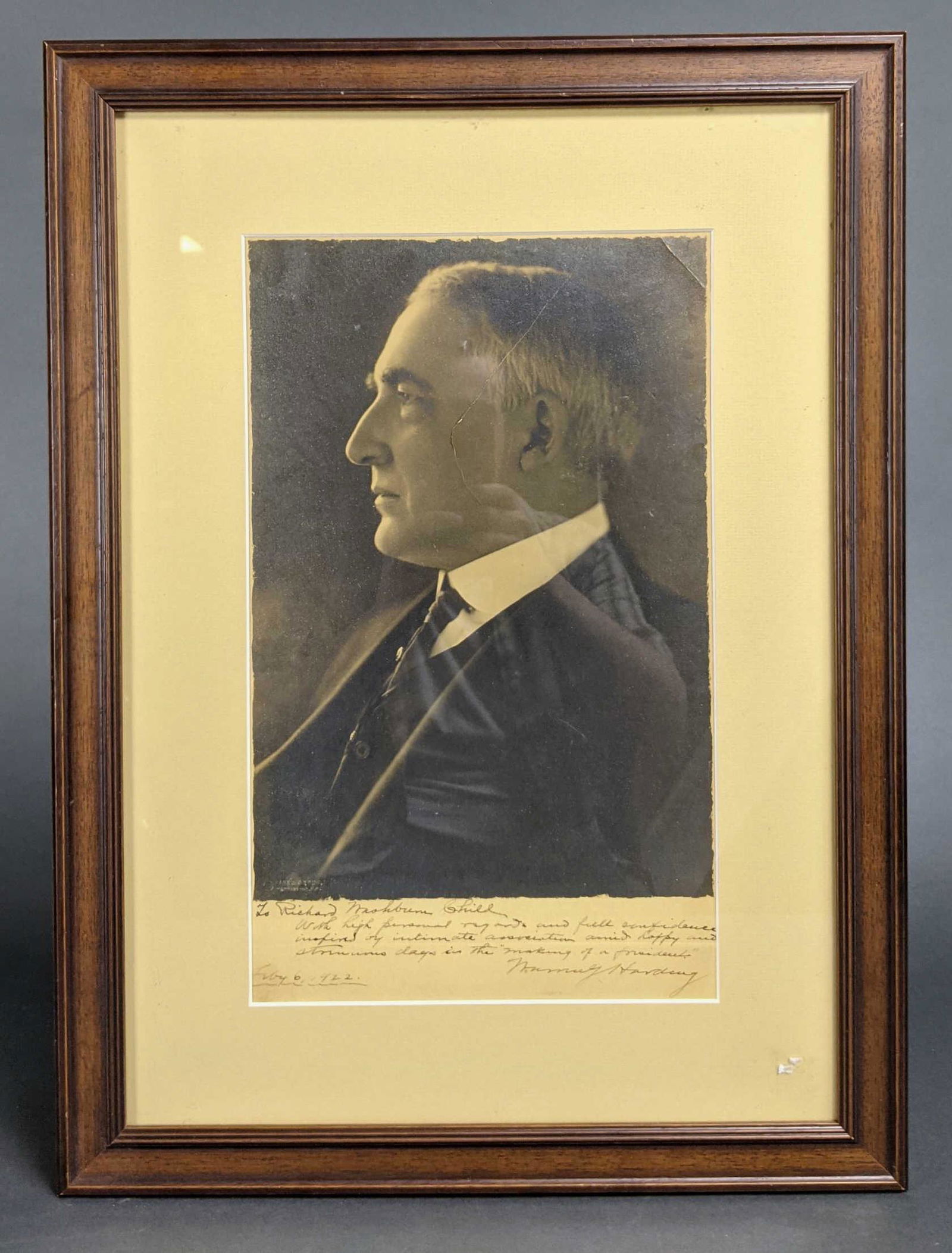 Warren G. Harding. Framed Portrait, Inscribed. (1 of 2)