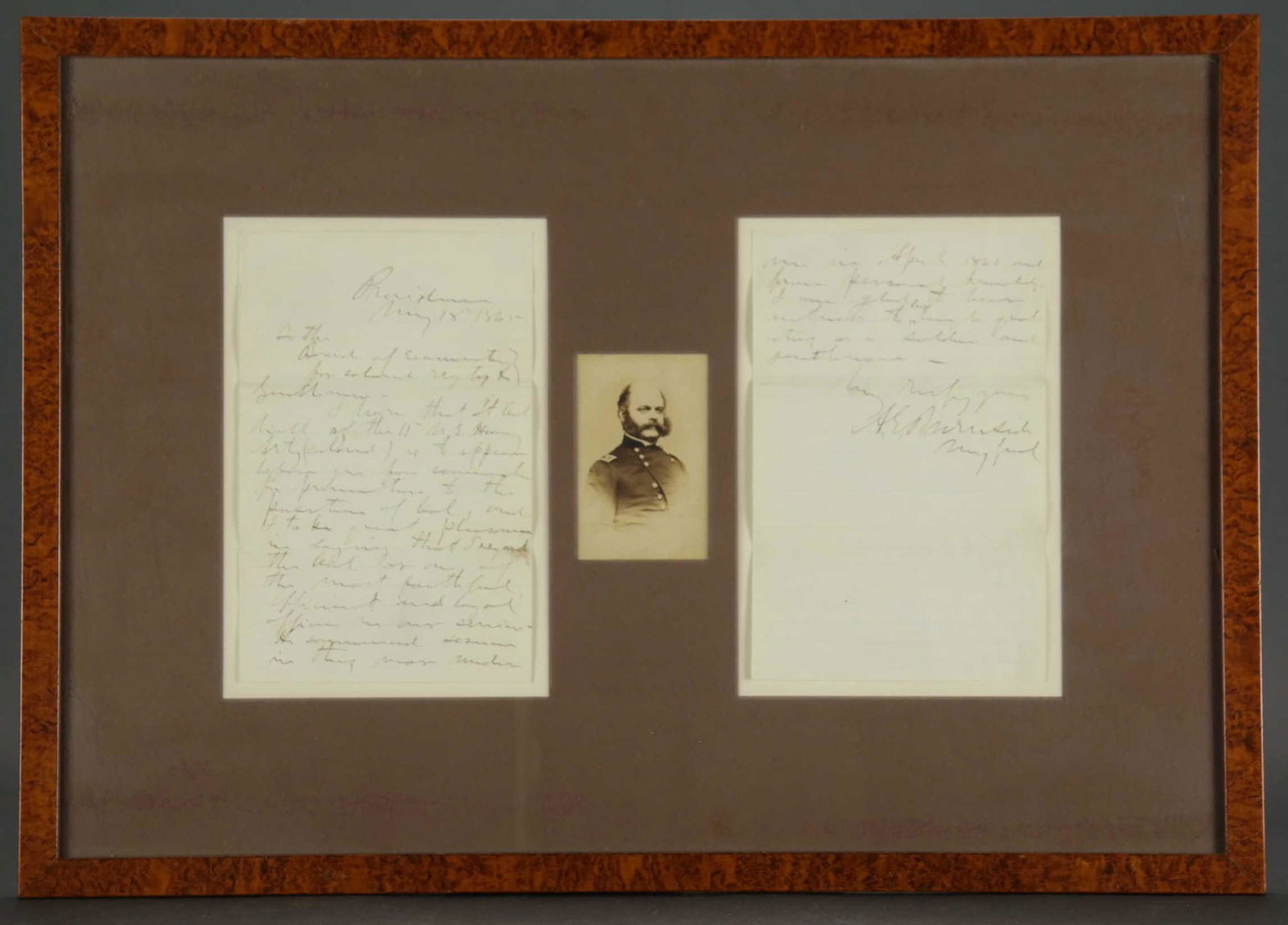 Ambrose Burnside. Civil War ALS. 1865. (1 of 3)