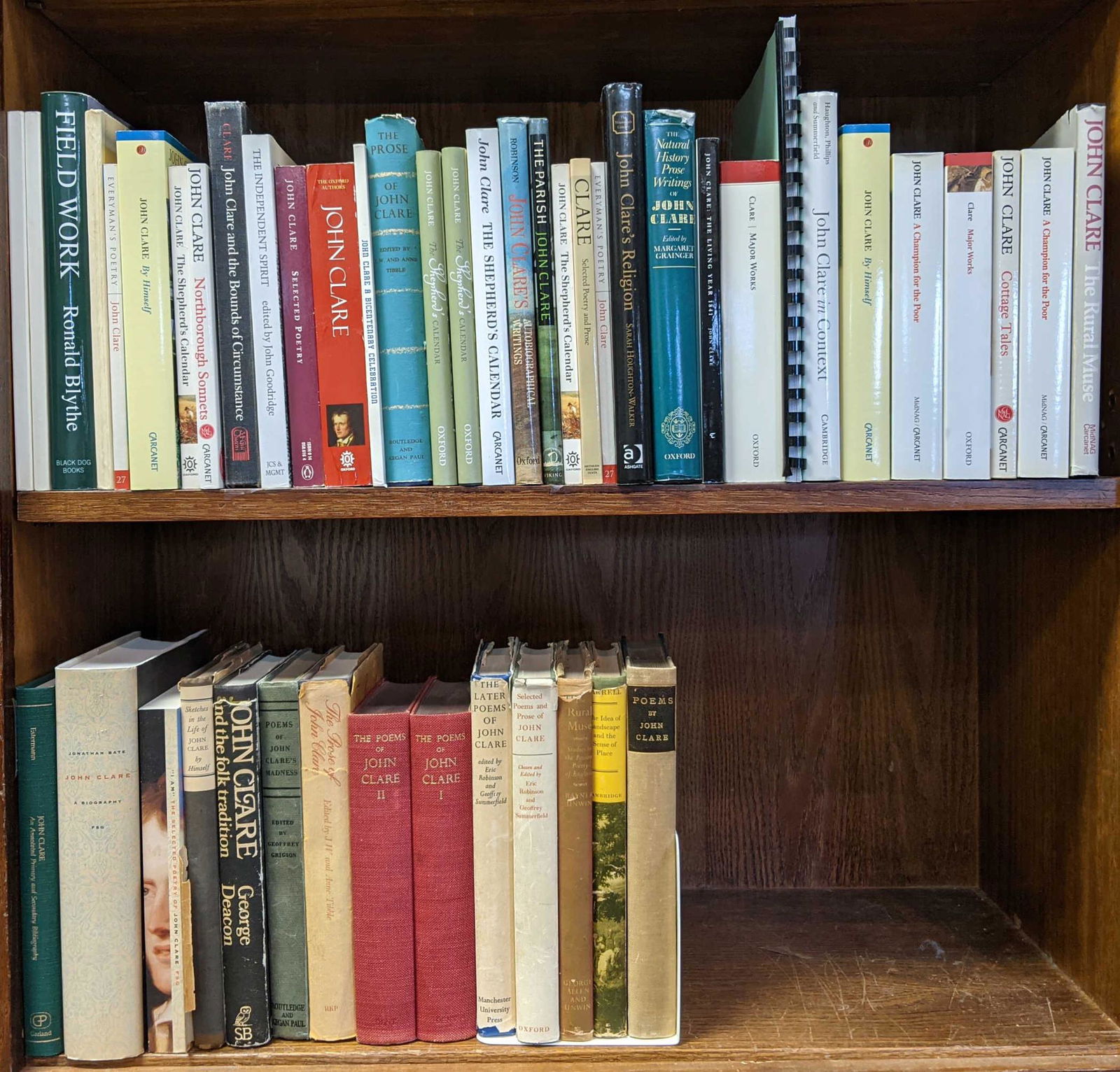 2 shelves. John Clare Miscellany. (1 of 3)