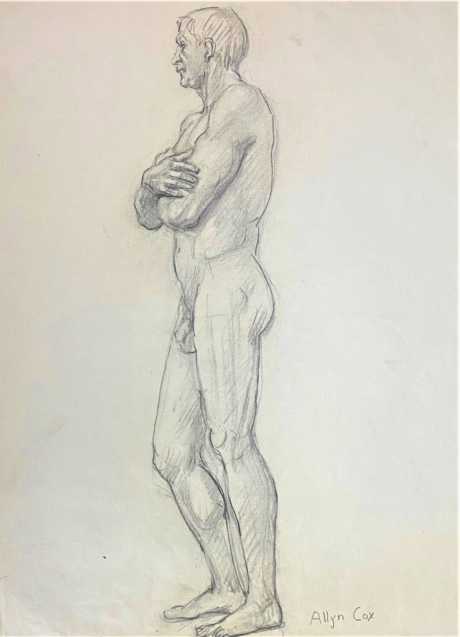 Cox. US Capitol. 11 Male Nude Sketches.: [Illustration] Cox, Allyn (American, 1896-1982). Muralist best known for his works in the U.S. Capitol, the George Washington Masonic National Memorial in Alexandria, VA. 1976. 11 preparatory charcoal