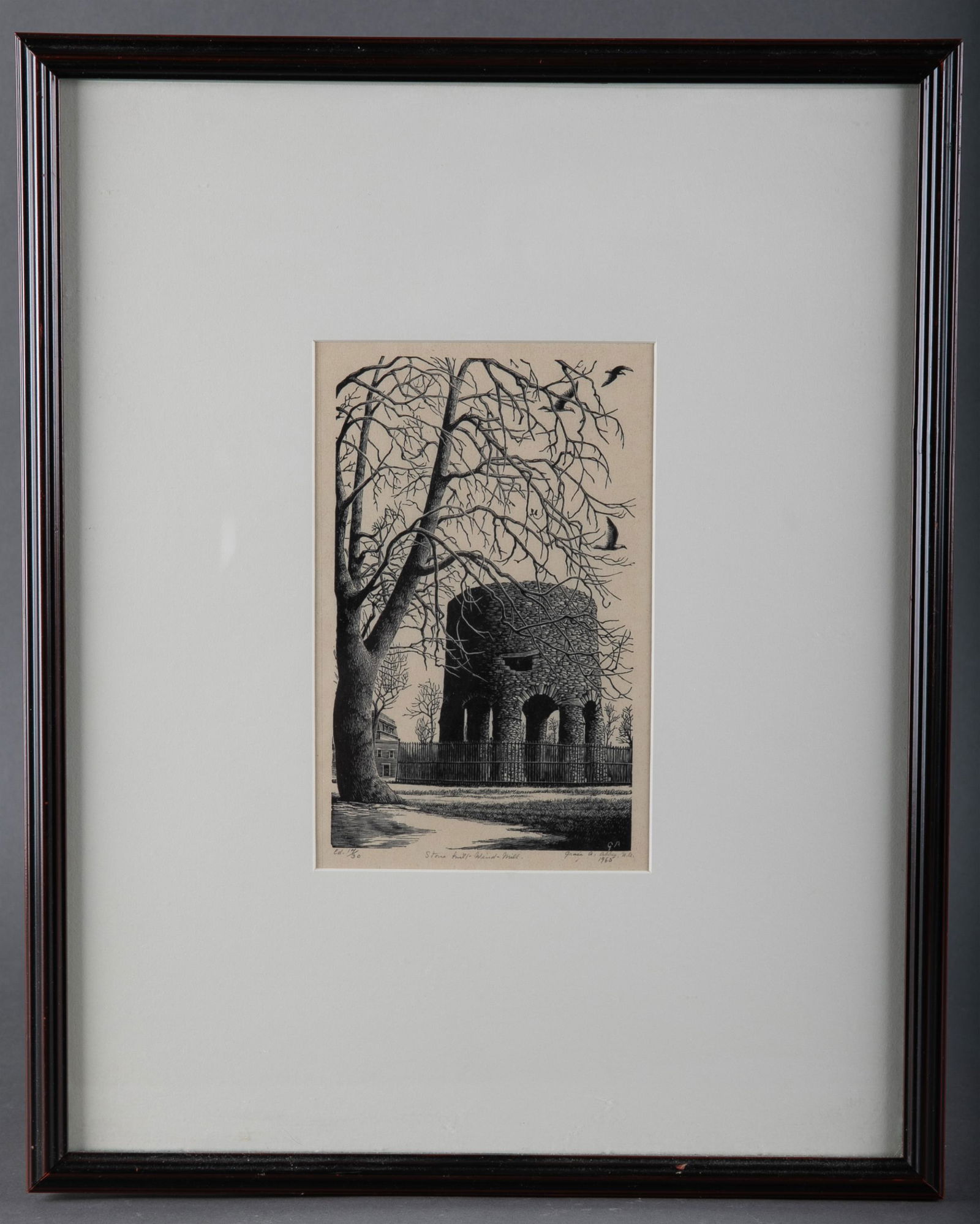 Albee. Wood Engraving. Stone Hill Wind Mill. 1965. (1 of 6)