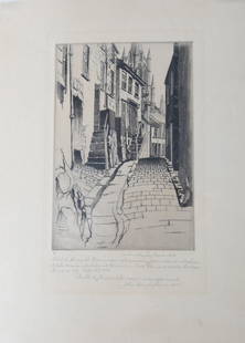 Arms. Bury St. Edmunds. 1940.: Arms, John Taylor (American, 1887-1953). "Bury St. Edmunds." 1940. Etching. Signed and inscribed in pencil: "Sketch, Bury St. Edmunds - Impression from demonstration plate drawn, etched, and printed,