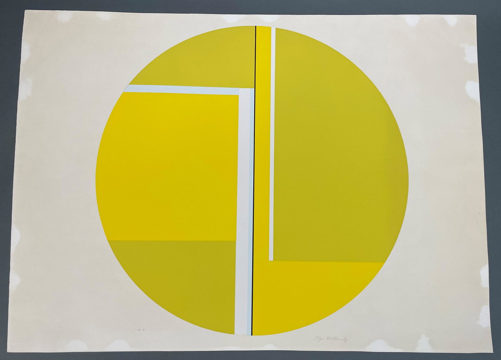 Bolotowsky. Serigraph. Yellow Tondo. c.1971. (1 of 4)