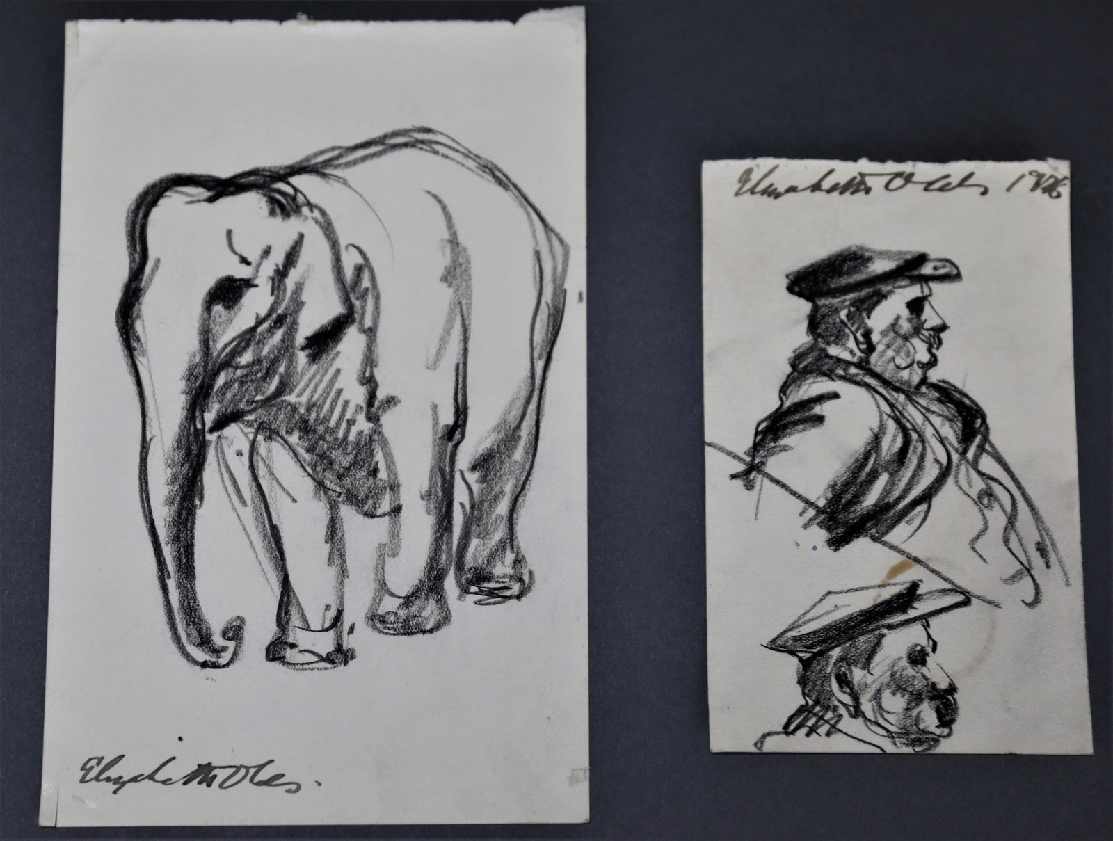 Elizabeth Olds. Drawing. 2 Sketches. (1 of 2)