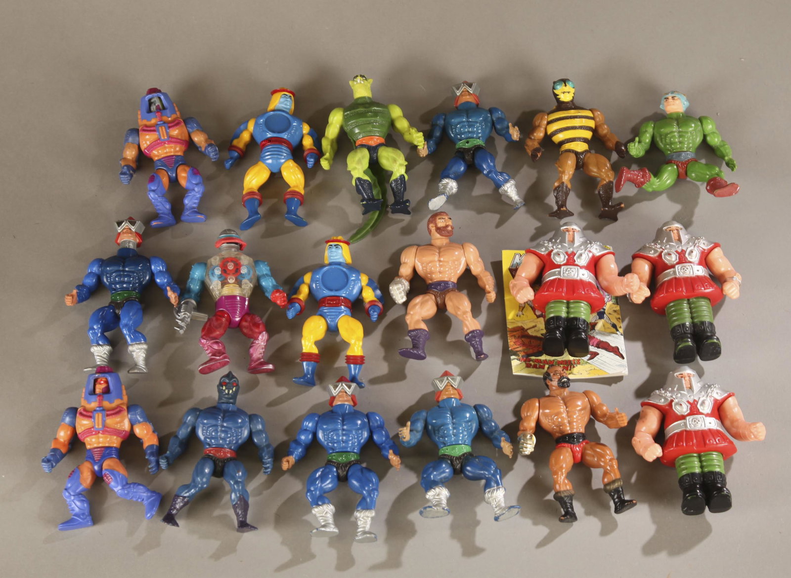 18 MOTU loose action figures: A group of eighteen Mattel Masters of the Universe loose action figures. 5 1/2" tall.