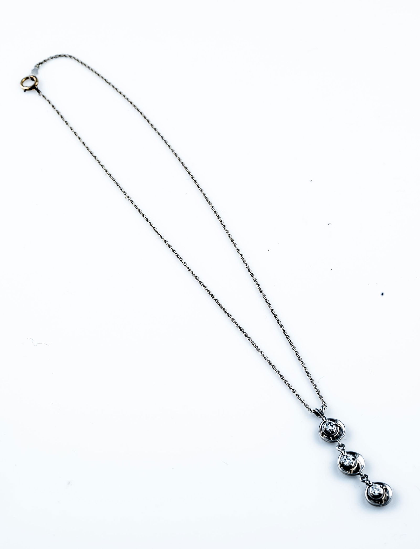 14k White gold diamond drop necklace. (1 of 3)